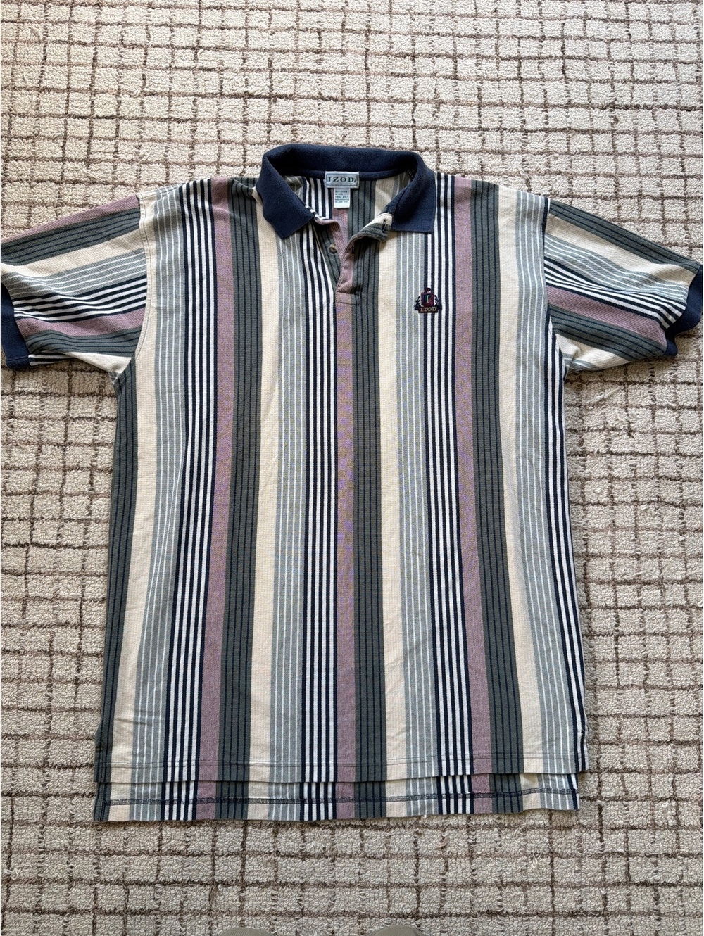 Men’s Vintage retro IZOD 90s striped cotton polo 2XL Tall